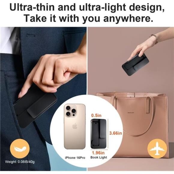 Rechargeable Book Light Clip On Foldable Mini LED Reading Lamp Portable Desk - Picture 6 of 8